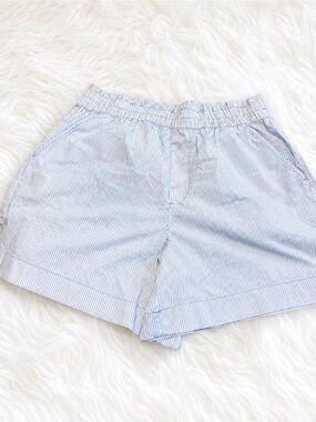 NWT Aerie Blue White Striped Pull On Shorts Women’s Large L Elastic Waist